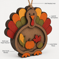 Cadeau de Thanksgiving : Dinde qui se balance et qui bouge |   Décoration d'automne en contreplaqué peuplier 3D |   Cadeau de la Ferme Harvest Kitchen |   Vente en gros OEM | CPSC |   Cadeau de Noël