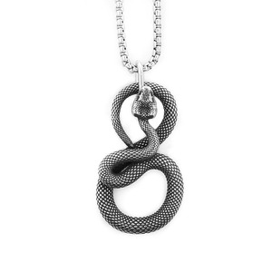 Yunnique-collar con colgante de serpiente para hombre, de acero inoxidable, diseño de cobra, joyería de moda Retro para uso diario - Product Image 5