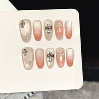 Faux ongles en gel de haute qualité à presser, faits à la main, en acrylique 3D, forme amande moyenne ou cercueil, ongles artificiels