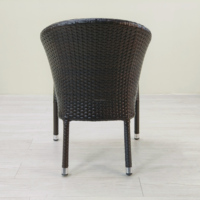 Chaise de salle à manger en rotin PE d'extérieur, résistante aux intempéries, fauteuil en osier avec coussin gris pour restaurant, bistrot, café, mobilier de jardin
