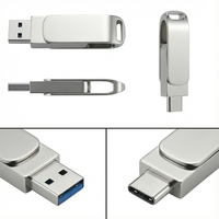 Clé USB SSD haute vitesse en gros, double interface Type-C, disque rotatif en métal avec logo pour promotion et cadeau d'affaires