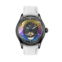 Pabrik OEM/ODM Desain Baru Jam Tangan Mekanik Tourbillon Bunga Es Iridescent Pria, Bercahaya, Tahan Air