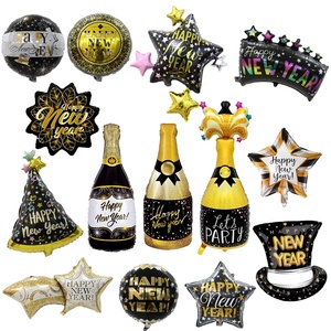 Año Nuevo Feliz Decoración Botella de vino Película de aluminio Globos de juguete, Celebración de Año Nuevo Reunión anual Meteor Digital - Product Image 1