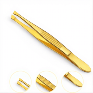 Pinzas de Depilar de Lujo con Baño de Oro, Punta Puntiaguda, Precisión, Duraderas, Herramienta de Belleza para la Eliminación de Vello - Product Image 1