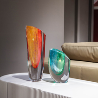 Vase en verre de Murano soufflé à la main, suspendu, avec texture de bulles colorées, centre de table artistique pour mariage, villa, décoration de salon