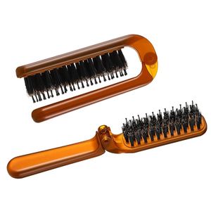 Wholesale Mens Travel Folding Hair <b>Brush</b> Pocket Hairdressing Boar Bristle Detangler Hair <b>Brushes</b> for Straight Curl Hair Styling - Product Image 1