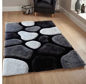 Hot Selling 3D Shaggy Living Room Rug With Classical Pebble Design