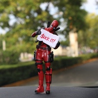 Figura de Acción de Deadpool Estilo Anime en Postura Sentada Modelo Mini Muñeco X-Men Decoración para Coche Colección Marvel Juguete para Niños