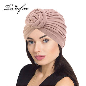Nouveau turban africain BOHO, 13 couleurs, rose vif, chapeau à nœuds, chapeau indien pour femmes, accessoires de cheveux doux et confortables - Product Image 1