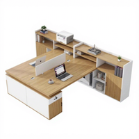 Bureau de travail double durable pour personnel, poste de travail moderne pour deux personnes, combinaison bureau et chaise pour manager et superviseur