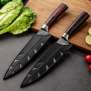 Couteau de chef de cuisine professionnel ultra tranchant en acier inoxydable à haute teneur en carbone allemand de 8 pouces avec motif damas