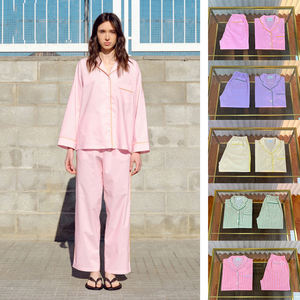 YUNCHI 5501 personalizzabile Logo di alta qualità in puro cotone con collo a v pigiama Casual per la casa tessuto traspirante - Product Image 2