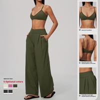 Nouvel ensemble de fitness 2026 : Soutien-gorge sans dos antichoc et pantalon taille haute ajusté à jambes larges – Tenue de yoga