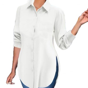 Camisa de Algodón 100% Tejida de Color Sólido para Mujer, con Botones, Azul Peekaboo, para Eventos Corporativos y Vestimenta Casual, Venta al Por Mayor, Personalizada OEM/ODM - Product Image 4