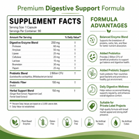 Complexe multi-enzymes végétal avec souches probiotiques et capsules d'inuline prébiotique pour soutenir l'absorption des nutriments