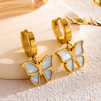 2025 bijoux de charme en acier inoxydable coquille papillon en forme de collier Bracelet boucles d'oreilles ensemble de bijoux pour femmes plaqué or 18 carats