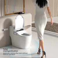 Asiento de Inodoro Inteligente Automático con Bidé Eléctrico y Calefacción, Enchufe Estadounidense 110V, Cubierta de Asiento de Inodoro de Plástico