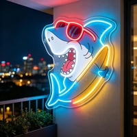 Enseigne néon personnalisée en forme de requin, rétroéclairée, à fixation murale, pour centres commerciaux et parcs, directement de l'usine
