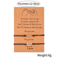 Ensemble 2 pièces Bracelet Femme Lune et Étoile Couple Bracelet Longue Distance Touch Love Bracelet en or Bracelet Meilleur Ami Pour Couple et Sœur