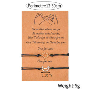 Ensemble 2 pièces Bracelet Femme Lune et Étoile Couple Bracelet Longue <span class=keywords><strong>Distance</strong></span> Touch Love Bracelet en or Bracelet Meilleur Ami Pour Couple et Sœur - Product Image 2