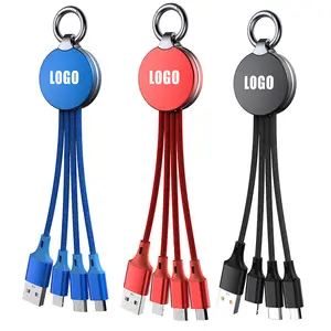 Personalized 3 In 1 Charging Cable Custom Led Logo Customized Keychain Logo Premium Quality Advertising Promotion Business Gift