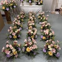 Hochwertige 35cm Grüne Rosa Lila Seiden-Blumensträuße Tischdekoration Blumen-Mittelstücke Kugel für Hochzeiten