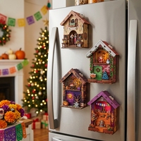 Hamaileon Vente en gros Cadeau pour adultes Kit de maison Book Nook Dia De Los Muertos Puzzle en bois 3D Décoration aimant de réfrigérateur Cadeau