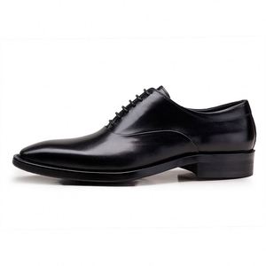 Nuevos Zapatos de Cuero Genuino para Hombre, Estilo Ejecutivo, Sencillos y Lisos, con Punta Cuadrada y Cordones Cómodos, para Oficina y Traje de Uniforme - Product Image 5