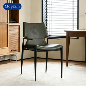 Fauteuil de salle à manger moderne en cuir avec revêtement vert olive et pieds en métal pour bureau à domicile et bar à domicile - Product Image 4