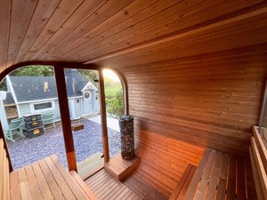 Baño <span class=keywords><strong>de</strong></span> Madera para Exterior, <span class=keywords><strong>de</strong></span> Madera Termotratada o Cedro, para Sauna, con Ventanas Panorámicas. Con porche - Product Image 4