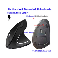 Mouse Vertikal Tangan Kanan 3D Ergonomis Nirkabel Mode BT+ 2.4G Mouse Komputer PC Mouse Gaming Baterai Isi Ulang