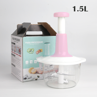 Picadora de Verduras Manual Gloway con Recipiente Grande de 1.5L, Picadora de Carne, Frutas y Hierbas, Ajo, Cebolla, Prensa Manual