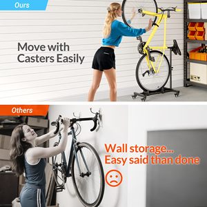 Supporto Verticale <span class=keywords><strong>da</strong></span> <span class=keywords><strong>Parete</strong></span> per Biciclette con Rotazione a 180 Gradi e Porta Pneumatici per Garage - Product Image 5