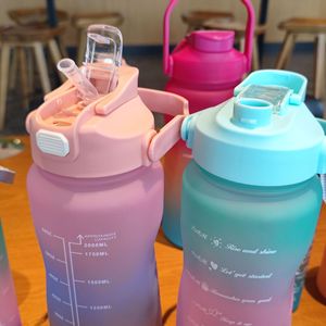 Three Piece Set 2L Dual Drink Plastic Water Bottle With Straw Sports Travel Cup Gift - Product Image 2