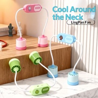 Ventilateur de cou portable sans pales pliable 2-en-1, style turbo, avec lumière LED nocturne, rechargeable par USB, pour le sport et l'extérieur