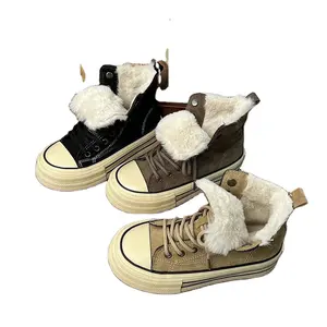 Winter New Style Men Casual Shoes Designed Classic Thick Bottom Flipped Warm Plush Cotton Shoes Wholesale