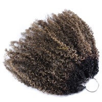 Vmae Cheveux Humains Vierges Bruts Balayage Blond Miel Cendré Afro Kinky Coily Miracle Knots String Feather Crochet Braids Extensions de Cheveux