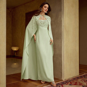 Robe longue plissée sans manches <span class=keywords><strong>vert</strong></span> menthe pour femme, col montant, taille empire, unie, décontractée, pour soirée, invitée de mariage ou fête - Product Image 1