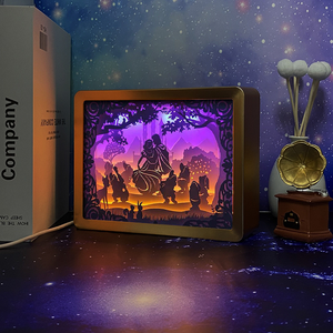 Lanterne en papier <span class=keywords><strong>de</strong></span> style conte <span class=keywords><strong>de</strong></span> fées <span class=keywords><strong>Grimm</strong></span>, <span class=keywords><strong>Blanche</strong></span>-<span class=keywords><strong>Neige</strong></span>, à faire soi-même, 7 feuilles, boîte à lumière découpée en papier, lampe <span class=keywords><strong>de</strong></span> chevet pour chambre d'enfant - Product Image 5