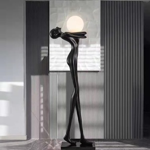 Modern Resin <b>Floor</b> <b>Lamp</b> Black Abstract Figure LED E26 <b>Base</b> Plastic Shade Warm White 3500K Dimmable CRI90 5-Year Warranty - Product Image 5