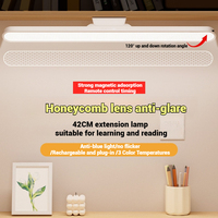 Lampe de bureau LED moderne à piles, longueur 42 cm, rechargeable USB, lumière magnétique rotative, commande tactile, lampe de lecture originale