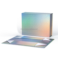 Boîte cadeau pliable holographique irisée, boîte rigide pliable personnalisée, emballage en papier laser pour produits de luxe