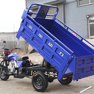 Tricycle motorisé chinois bleu 201-250cc à carrosserie ouverte avec moteur essence puissant à 3 roues et benne relevable - Product Image 3