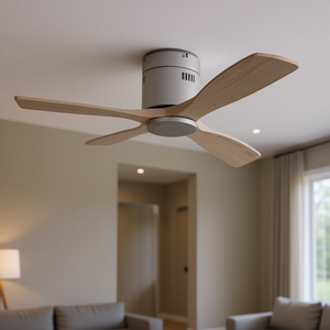 Ventilador de Techo de Madera de 52 Pulgadas con 3 Aspas, Montaje Empotrado, Control Remoto, Motor Reversible, Sin Luz, para el Hogar - Product Image 2