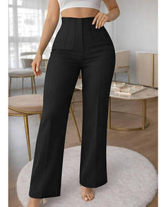 Customization Wholesale Women Formal Office Wear Pants <strong>Loose</strong> <strong>Fitting</strong> High Waisted Long Straight Leg Pants <strong>Trouser</strong> for Women - Product Image 2