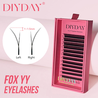 DIYDAY Livraison Rapide Extensions de Cils Pré-fabriquées Volume 3 Couches Fox YY CC Curl 100% PBT Douces