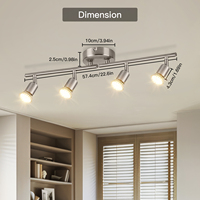 Kit Lampu Sorot LED GU10 yang Dapat Disesuaikan, Modern, 4 Arah, Dapat Dilipat dan Diputar, Lampu Sorot Plafon Besi, Sudut Dapat Disesuaikan 350 Derajat
