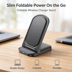 <b>Phone</b> Wireless Charger <b>Stand</b> 15W Fast <b>Charging</b> Minimalist Design Collapsible Easy to Carry Travel Essential Anti Slip Base OEM - Product Image 1