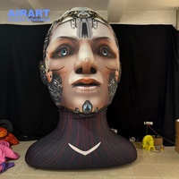 Tête de robot gonflable de nouvelle version pour la décoration de scène de fête de DJ, modèle de mascotte de robot gonflable de nouvelle conception d'usine
