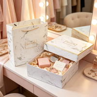 Boîte Cadeau Cosmétique en Marbre avec Couvercle Magnétique et Estampage Doré – Emballage Vide pour Maquillage, Rouge à Lèvres, Parfum, Bijoux – Présentoir de Magasin